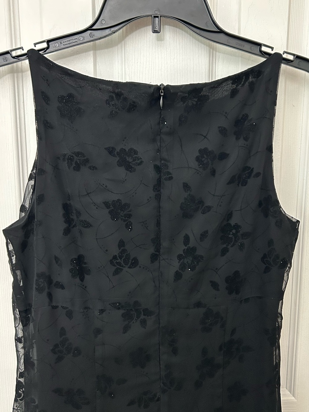 Vintage Black Floral Maxi Dress with Sheer Overlay - Picture 10 of 12